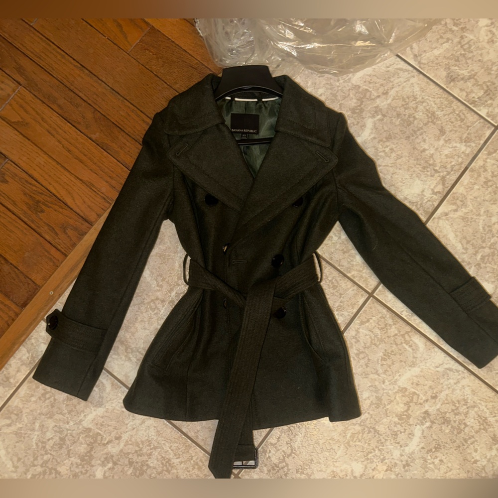 Banana Republic Dark Green Pea Coat